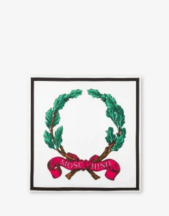 Moschino Scarves & Foulard^Laurel Crown Logo Silk Scarf