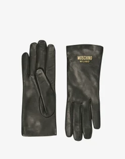 Moschino Hats & Gloves^Leather gloves with logo