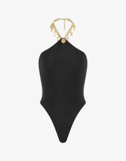 Moschino Swimwear^Lettering Charm One-piece Swimsuit