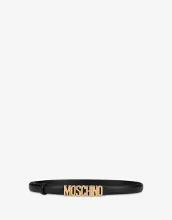 Moschino Belts^Lettering Logo calfskin belt