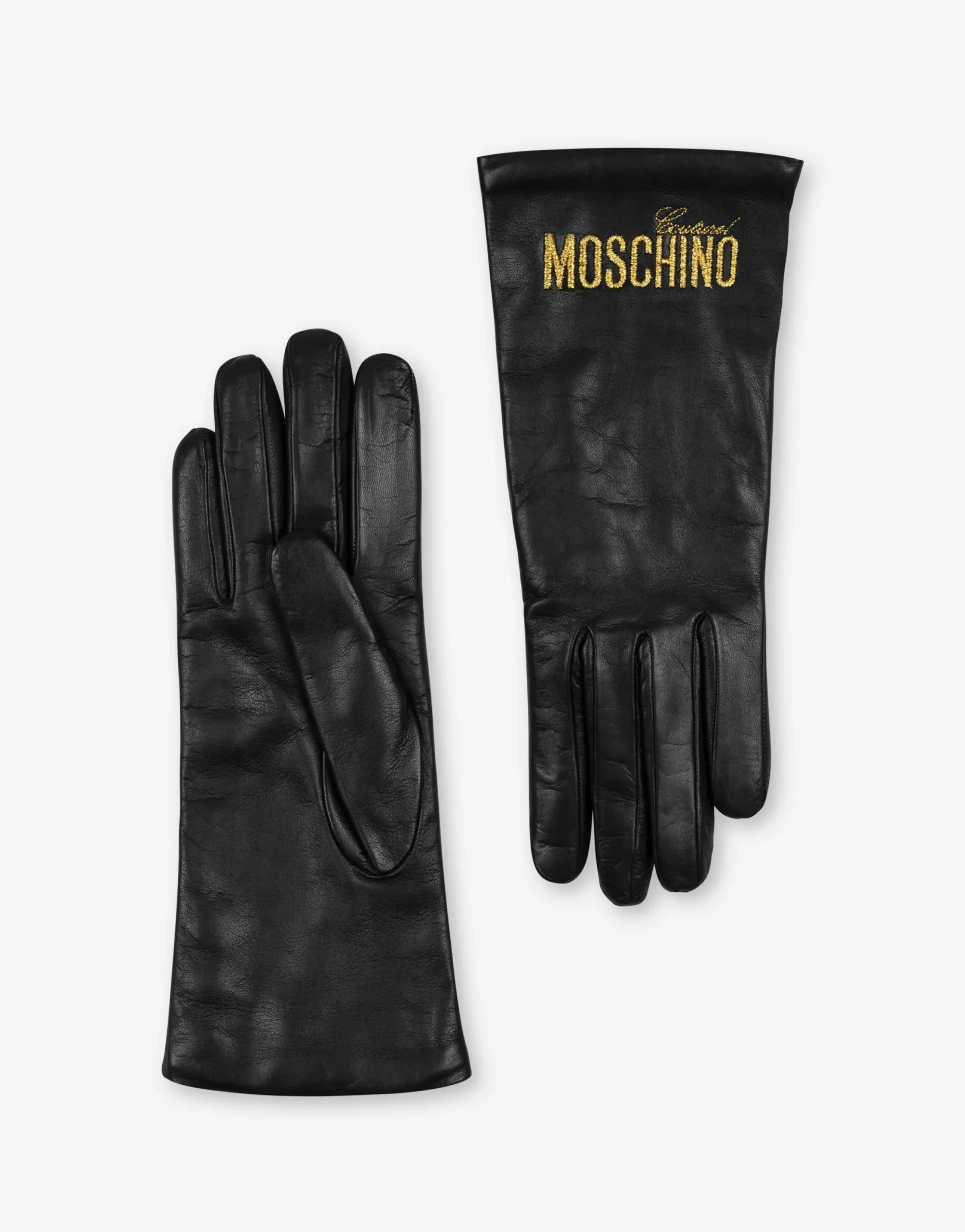 Moschino Hats & Gloves^Logo Embroidery nappa leather gloves