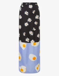 Moschino Skirts^Long Silk Twill Skirt Patchwork