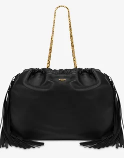 Moschino Shoulder Bags^Mini Lettering shopper with fringes
