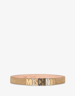Moschino Belts^Mixed Lettering Logo calfskin belt