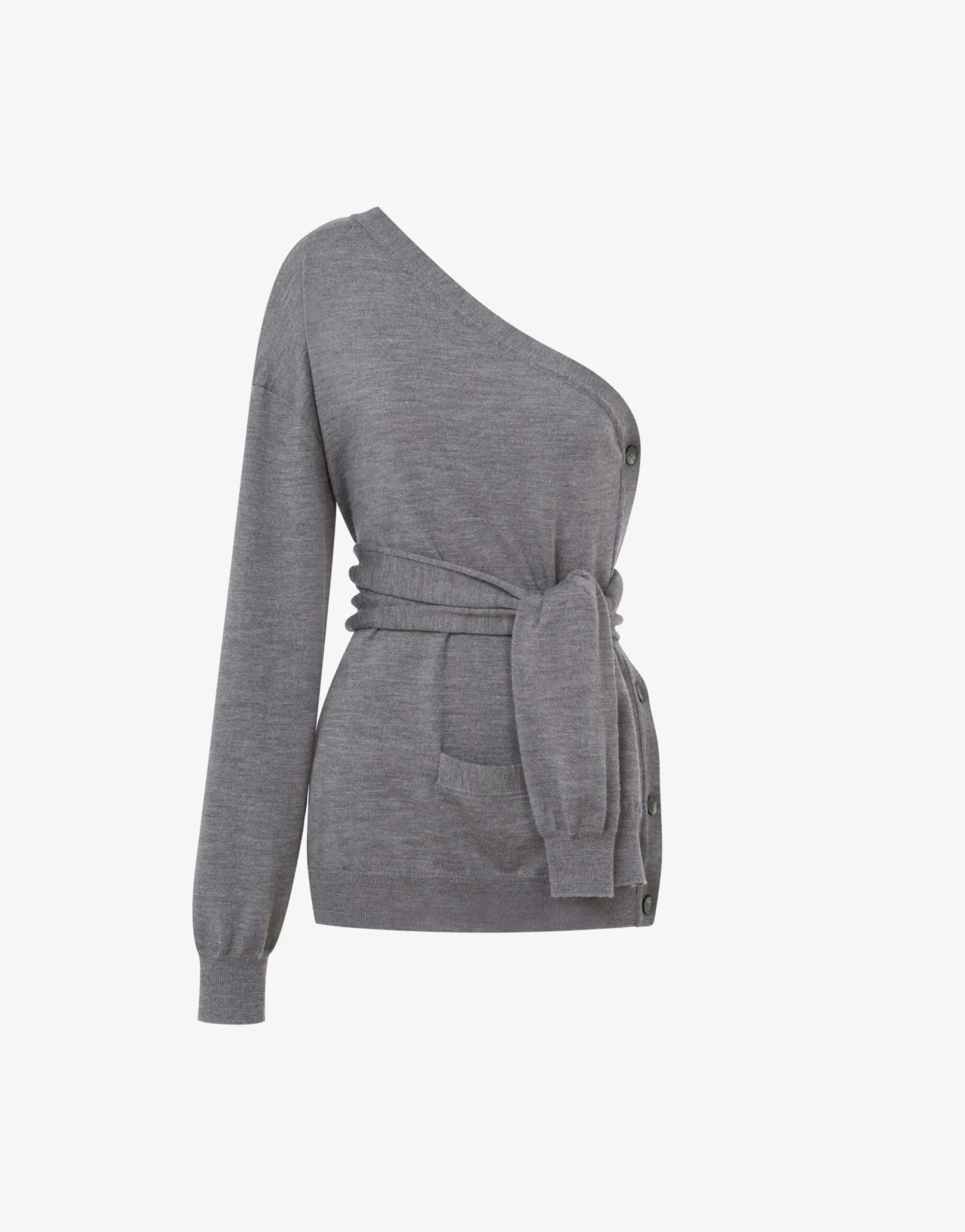 Moschino Knitwear^One-Shoulder Wool Cardigan Tailored Twist