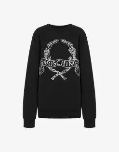 Moschino T-shirts & Sweatshirts^Organic Cotton Hoodie Laurel Crown Logo