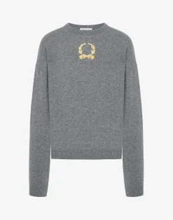 Moschino Knitwear^Wool and Cashmere Pullover Laurel Crown Embroidery