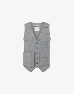 Moschino Jackets|Co-ords^Wool Pinstripe Waistcoat Office Inspiration